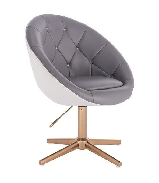 HC8516CCROSS Szürke-Fehér modern műbőr szék arany lábbal