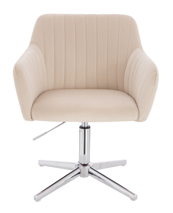 HR190CROSS Krémszínű Modern Velúr Szék Krómozott lábbal