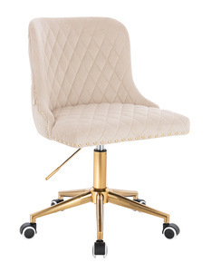 HR940K Krémszínű Modern Velúr Szék Arany lábbal