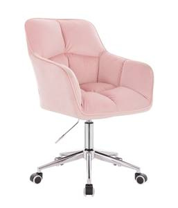 HR550K Rózsaszín modern velúr szék Krómozott lábbal