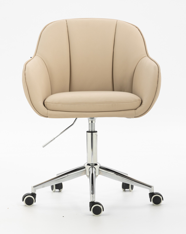 HR2055K Krémszínű Modern Műbőr Szék Krómozott lábbal