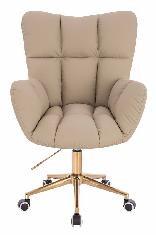 HR650K Krémszínű Műbőr Premium Soft szék arany lábbal