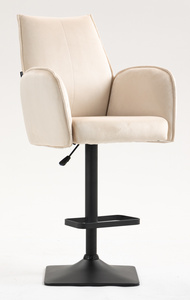 HR280KW Krémszínű Modern Velúr Szék Fekete lábbal
