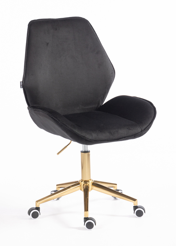 HR350K Fekete modern velúr szék arany lábbal