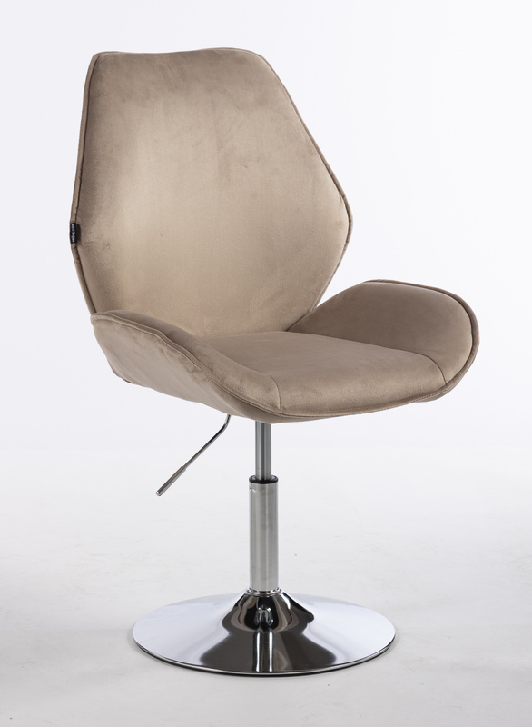 HR350N Latte modern velúr szék krómozott lábbal