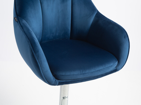 HR2055W Tengerkék Modern Velúr Szék Krómozott lábbal