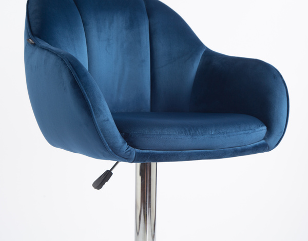 HR2055W Tengerkék Modern Velúr Szék Krómozott lábbal