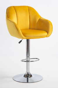 HR2055W Sárga Modern Velúr Szék Krómozott lábbal