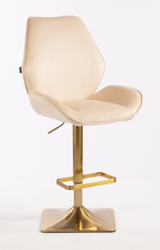HR350KW Krémszínű modern velúr szék arany lábbal
