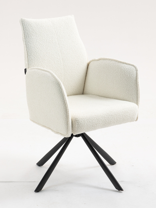 HR280 CSILLAGLÁB Krémszínű modern boucle szék fekete lábbal