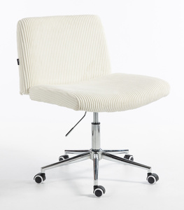 HR150K Fehér Modern Kordbársony Szék Krómozott lábbal