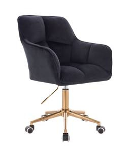 HR550K Fekete modern velúr szék arany lábbal