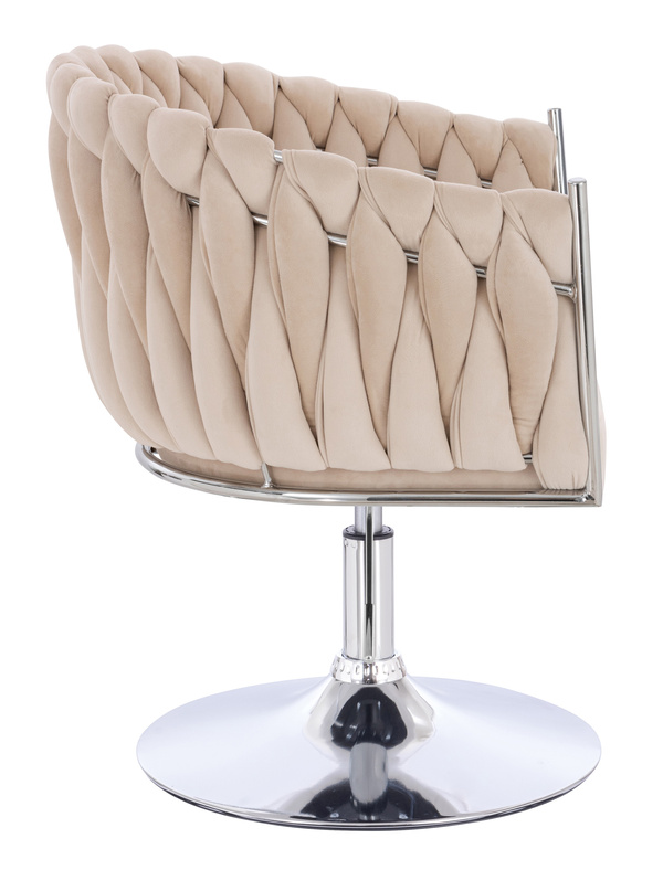 HR750N Krémszínű Modern Velúr Szék Krómozott lábbal