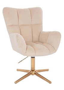 HR650CROSS Krémszínű modern velúr szék arany lábbal