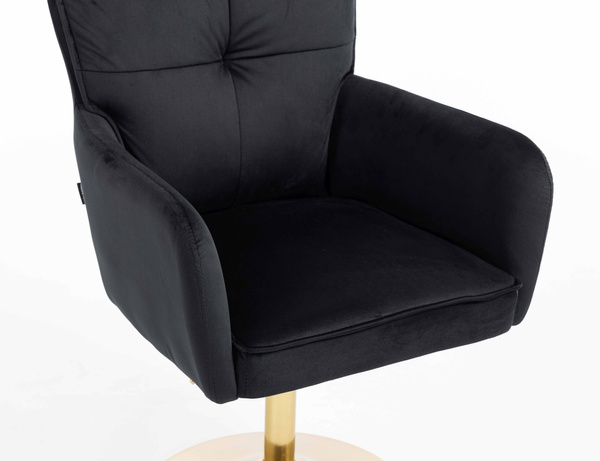 HR250N Fekete modern velúr szék arany lábbal