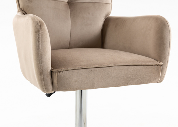 HR250W Latte modern velúr szék krómozott lábbal