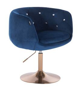 HR333CN Tengerkék modern velúr szék arany lábbal