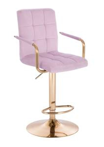 HC1015WP Halványlila modern velúr szék arany lábbal
