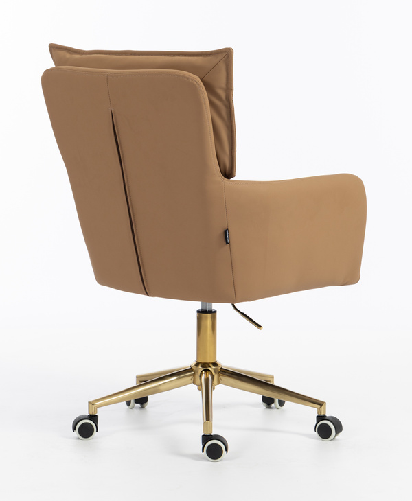 HR250K Karamell Színű Prémium Soft Műbőr Szék Arany Lábbal
