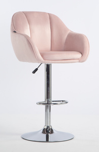 HR2055W Púder Rózsaszín Modern Velúr Szék Krómozott lábbal