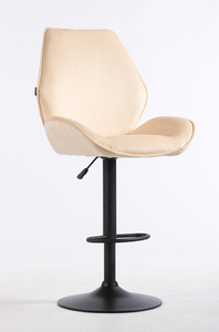 HR350W Krémszínű modern velúr szék fekete lábbal
