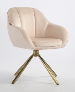 HR2055 CSILLAGLÁB Krémszínű Modern Velúr Szék Arany lábbal