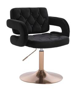 HR8403N Fekete modern velúr szék arany lábbal