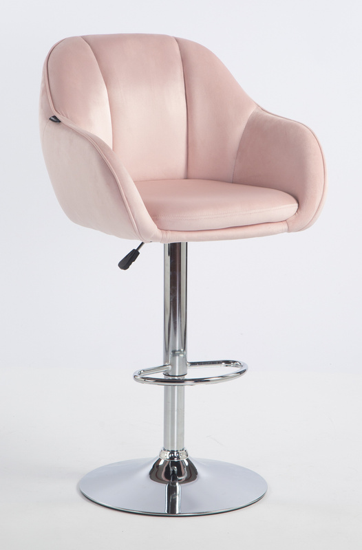 HR2055W Púder Rózsaszín Modern Velúr Szék Krómozott lábbal
