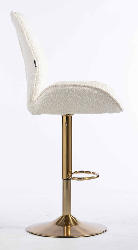 HR350W Krémszínű boucle velúr szék arany lábbal