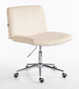 HR150K Krémszínű Modern Velúr Szék Krómozott lábbal