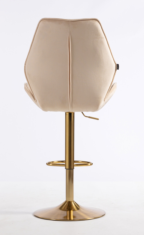 HR350W Krémszínű modern velúr szék arany lábbal