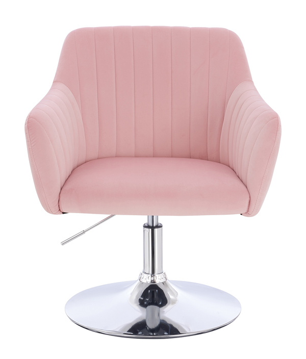 HR190N Púder Rózsaszín Modern Velúr Szék Krómozott lábbal