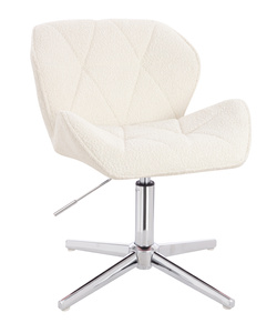 HR111CROSS Krémszínű modern boucle  szék krómozott lábbal