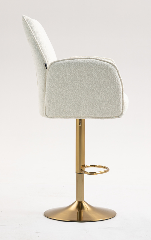 HR280W Krémszínű modern boucle szék arany lábbal