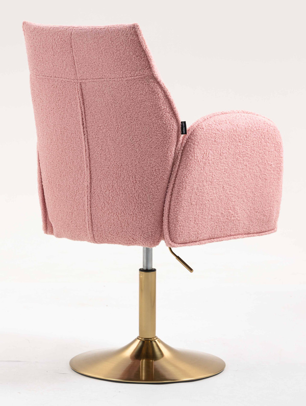 HR280N Púder Rózsaszín modern boucle szék arany lábbal