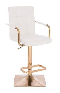 HC1015WP Négyzet Fehér modern műbőr szék arany lábbal