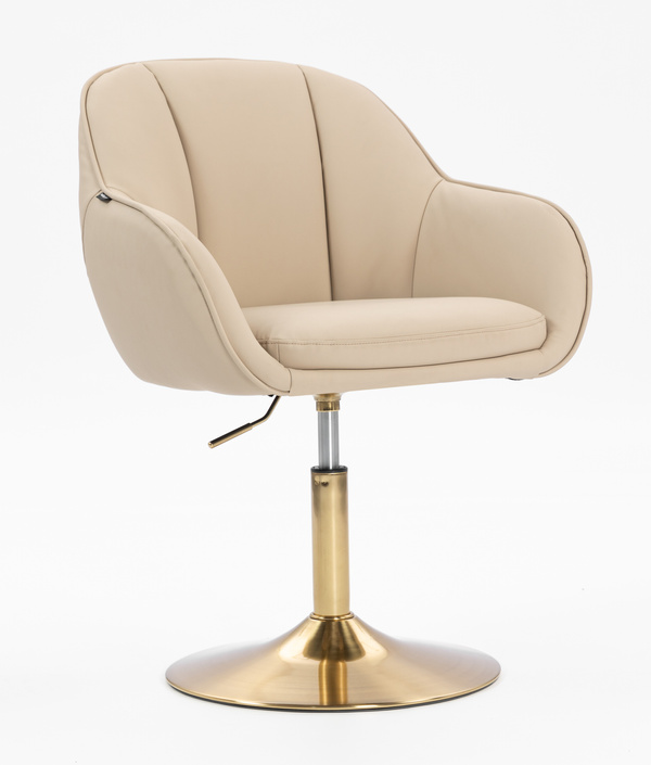 HR2055N Krémszínű Modern Műbőr Szék Aany lábbal