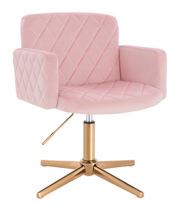 HR802CROSS Púder Rózsaszín Modern Velúr Szék Arany lábbal