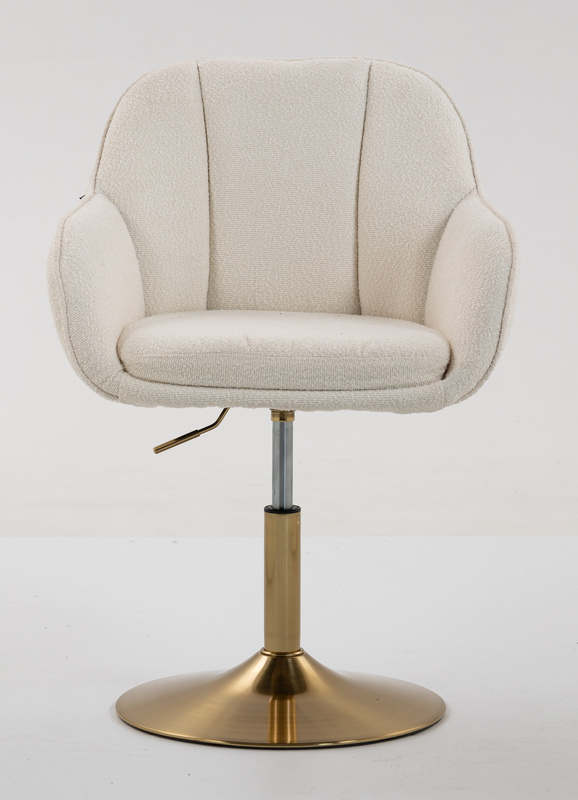 HR2055N Krémszínű Modern Boucle Szék Arany lábbal