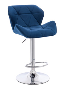 HR111W Tengerkék modern velúr szék krómozott lábbal