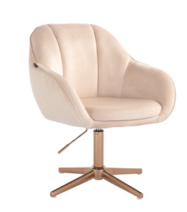 HR2055CROSS Krémszínű Modern Velúr Szék Arany lábbal