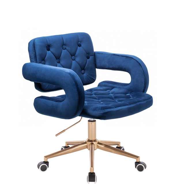 HR8403K Tengerkék modern velúr szék arany lábbal