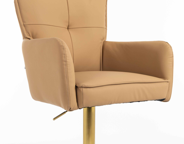 HR250KW Karamell Színű Prémium Soft Műbőr Szék Arany Lábbal