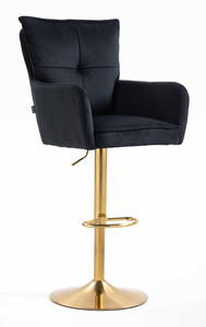 HR250W Fekete modern velúr szék arany lábbal