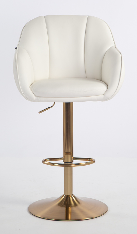 HR2055W Fehér Modern Műbőr Szék Aany lábbal