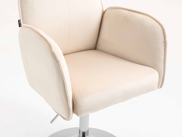 HR280N Krémszínű Modern Velúr Szék Krómozott lábbal