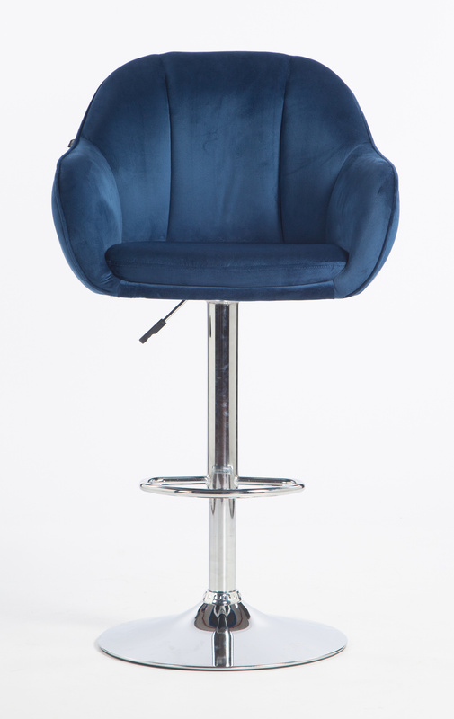 HR2055W Tengerkék Modern Velúr Szék Krómozott lábbal