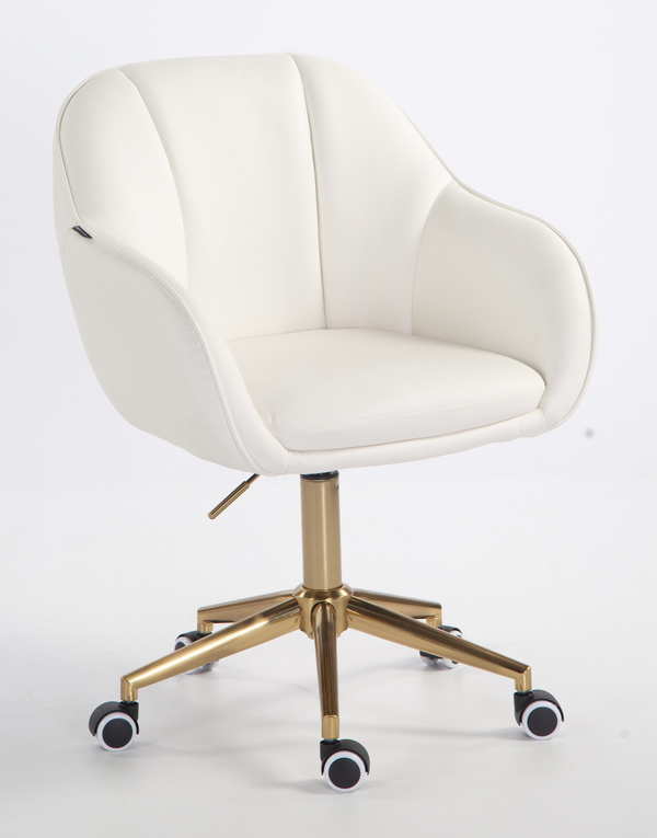 HR2055K Fehér Modern Műbőr Szék Aany lábbal