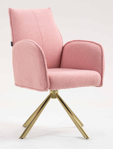HR280 CSILLAGLÁB Púder Rózsaszín modern boucle szék arany lábbal