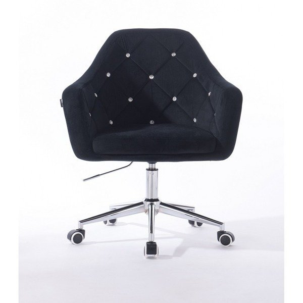 HR8516CK Fekete modern velúr szék görgőkkel